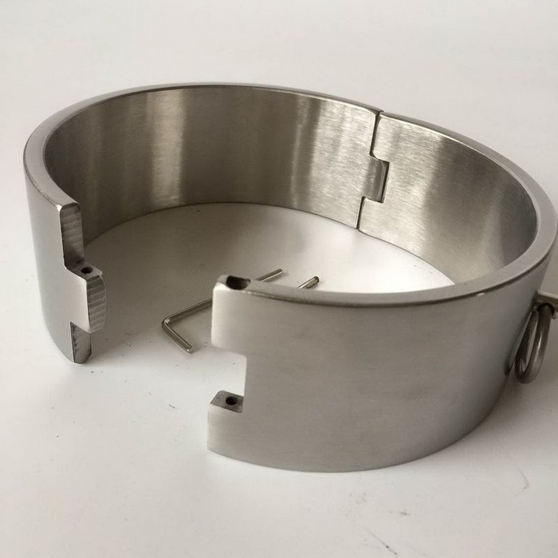 2018 Nova BDSM Sm Sex Toys Luxo colar de aço inoxidável Heavy Duty / Espelho Collar Grosso Ferro Locking polido
