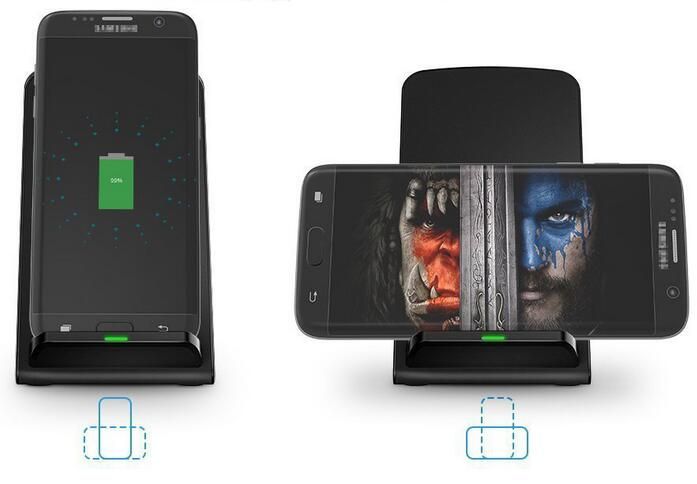 Desktop Fast Qi Wireless Charger Holder Stand For Samsung S8 Plus Desktop Fast Qi Wireless Charger Holder Stand For Samsung S8 Plus Iphone 8 X Universal 2 Coils Pad 9v 1 67a 5v 2a Dhl Free Phone