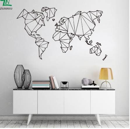 abstract map world geography wall stickers living room bedroom