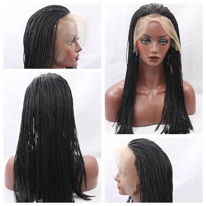 Top Quality Synthetic Braided Lace Front Wigs Half Hand Micro