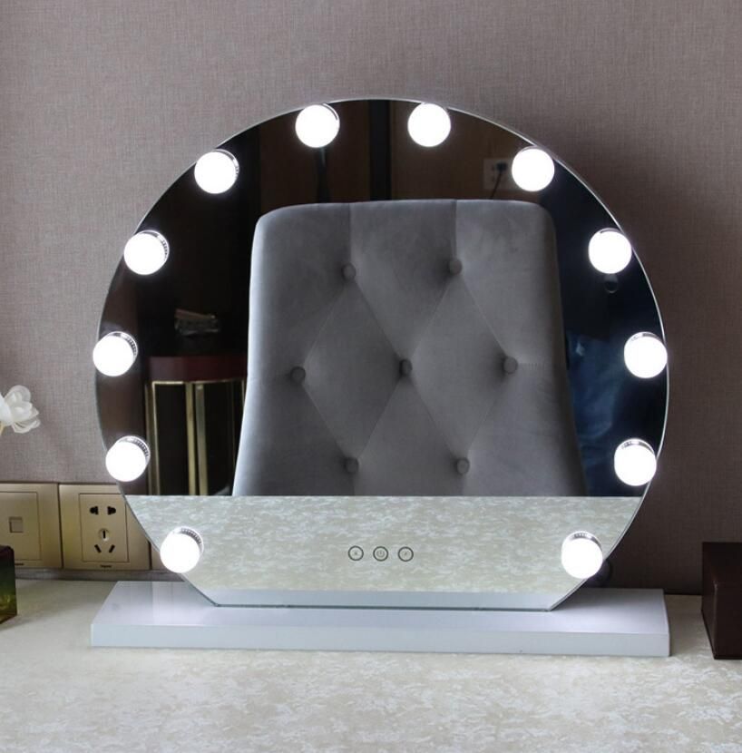 New Frameless Vanity Mirror With Light Hollywood Makeup Lighted 3 Color Cosmetic Adjustable Touch Screen