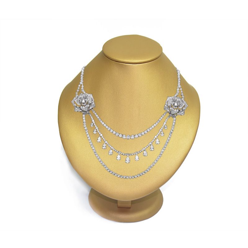 Wholesale Luxury Jewelry Display Bust Gold PU Pendant Horizontal