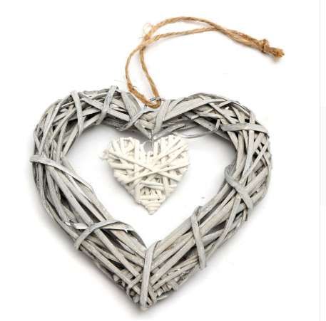 Diy Double Heart Wicker Wreath Wicker Hanging Hearts Wreath For