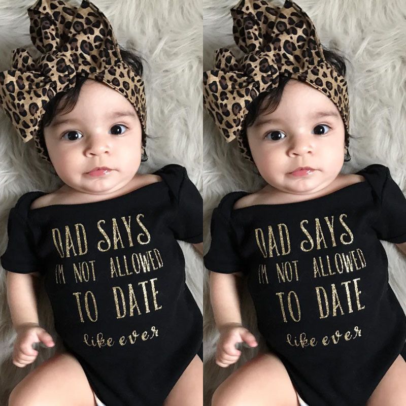 Trendy Kids Baby Girls Clothes Off Shoulder Summer Letter Print