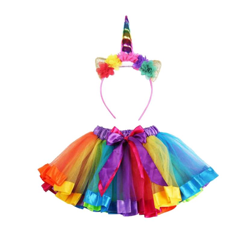 Discount Baby Girls Unicorn TUTU Skirt Set Unicorn Headband +Tutu Skirt Rainbow Tutus Birthdays