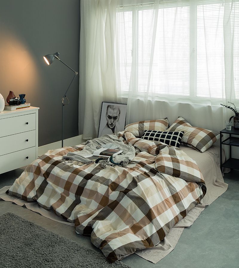Kids Boys Twin Queen King Size 100 Cotton Coffee Black Plaid Bedding Kids Boys Twin Queen King Size 100 Cotton Coffee Black Plaid Bedding Set Duvet Cover Bed Sheet Linen Covers Victorian