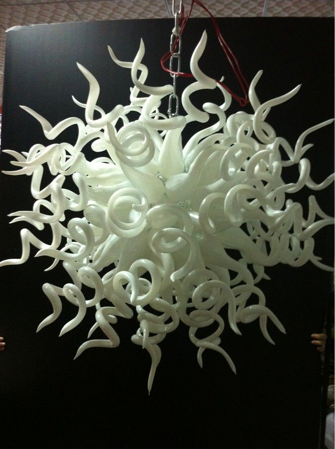 Chihuly Style Chandelier Art Design Solid White Hand Blown Murano Chihuly Style Chandelier Art Design Solid White Hand Blown Murano Glass Round Chain Lights Designer Beaded Wagon Wheel From