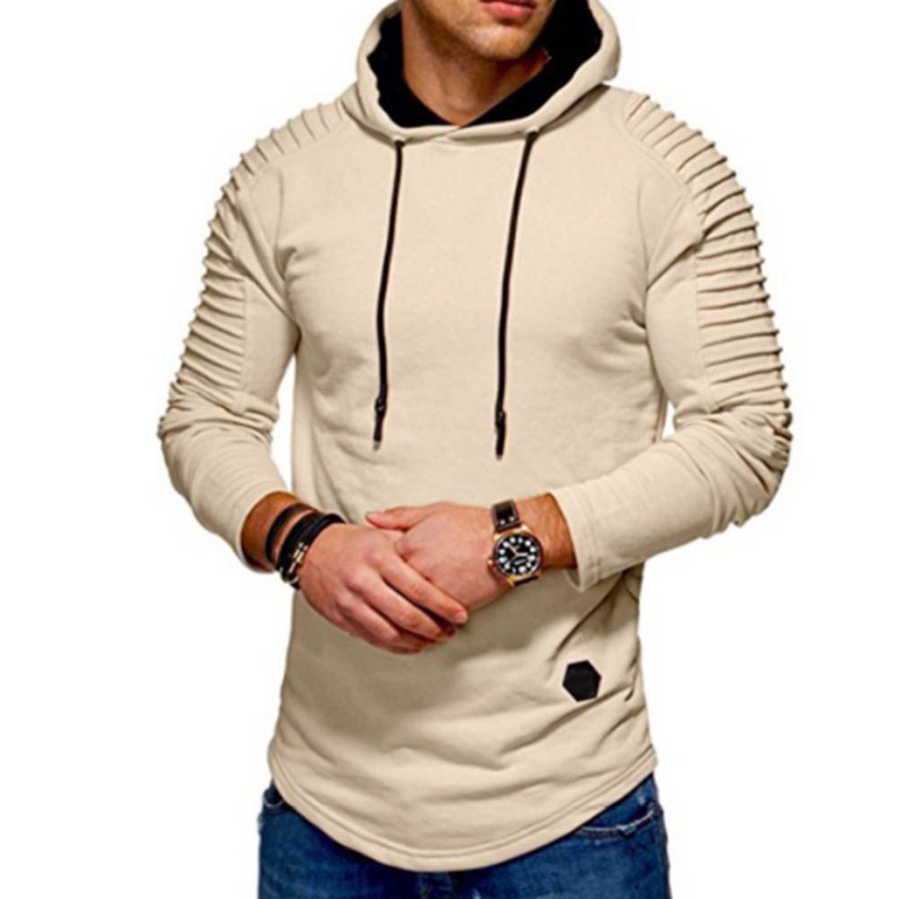 Raglán Largas Otoño Gris De Hombros Dobladillo Curvo Invierno Pliegues Con Hombre Manga Sudaderas Capucha IgvY76mfby