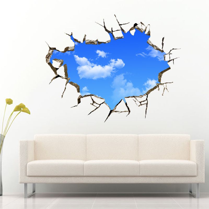 new art creative sticker sky clouds holes removable wall sticker pvc