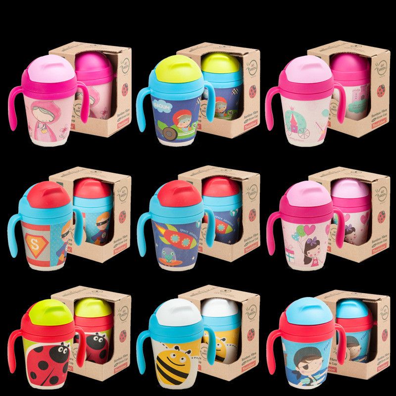 Potable Ml Infantile Formation Bambou Bande Sans Portable Bpa Fibre Tasse D Dessinée Eau Tasses Enfants Bouteille 300 Bébé Paille HIWE9Y2eD