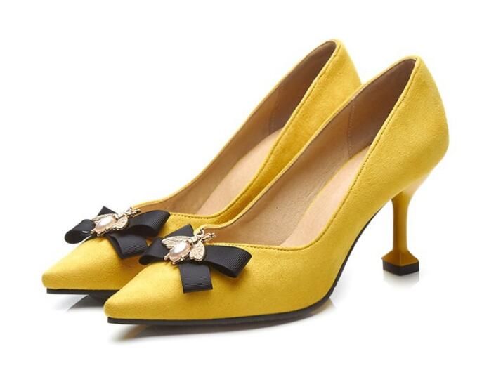 yellow and navy shoes