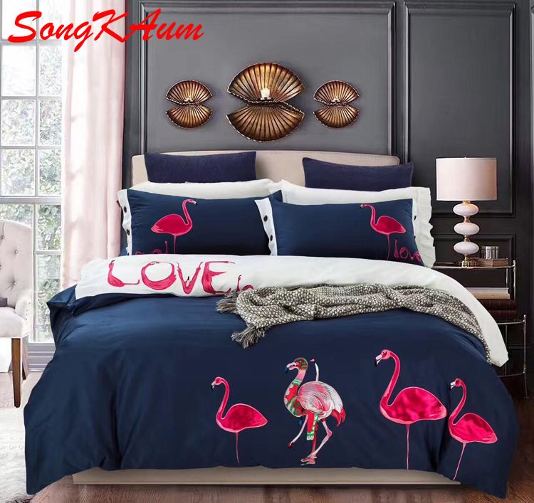 2018 New 100 Cotton Cartoon Flamingo Bedding Set Cute Ball Bed 2018 New 100 Cotton Cartoon Flamingo Bedding Set Cute Ball Bed Bedclothes Duvet Cover Sheet Pillowcase Queen King California Comforter Sets