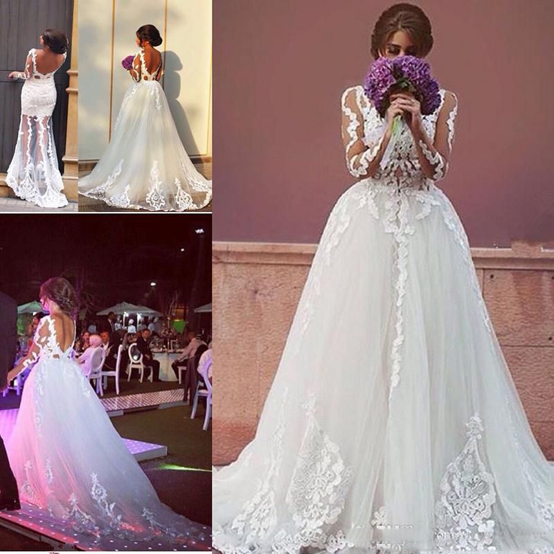 compre 2018 elegante blanco dos en uno vestidos de novia vestidos de
