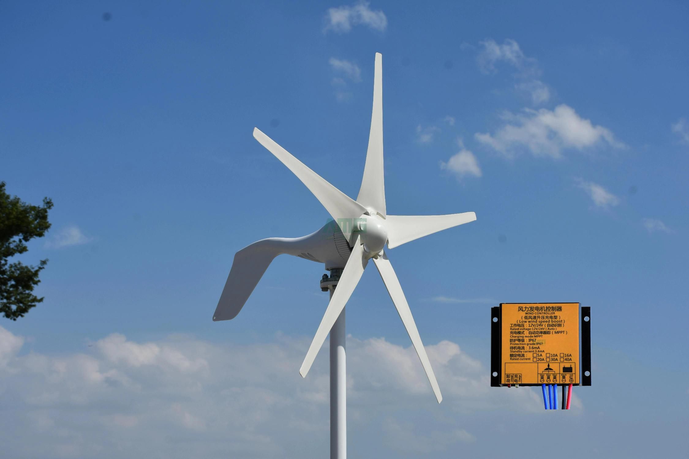 Hot Selling 300w Small Wind Turbine Rooftop 5 Blades Wind Generator