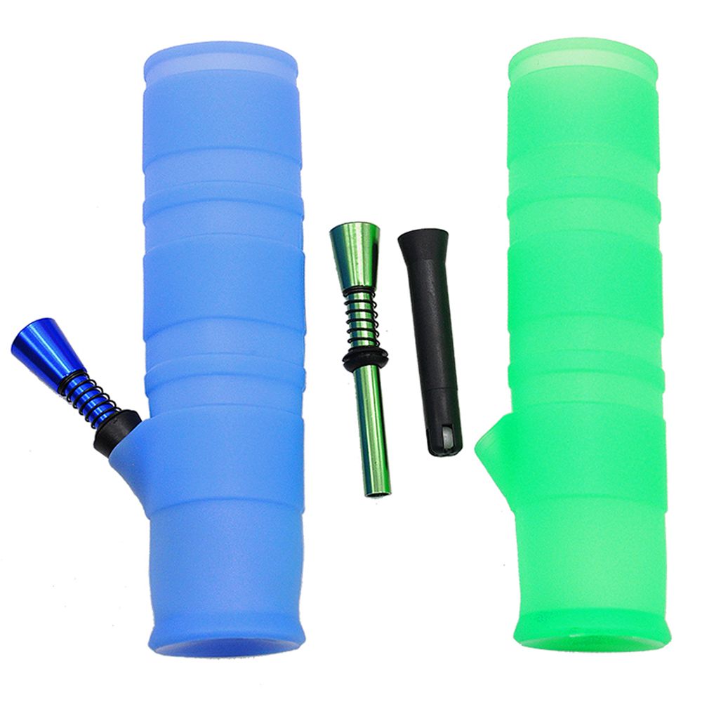 2019 High Quality Folded Portable Silicone Water Bong With Clear Black