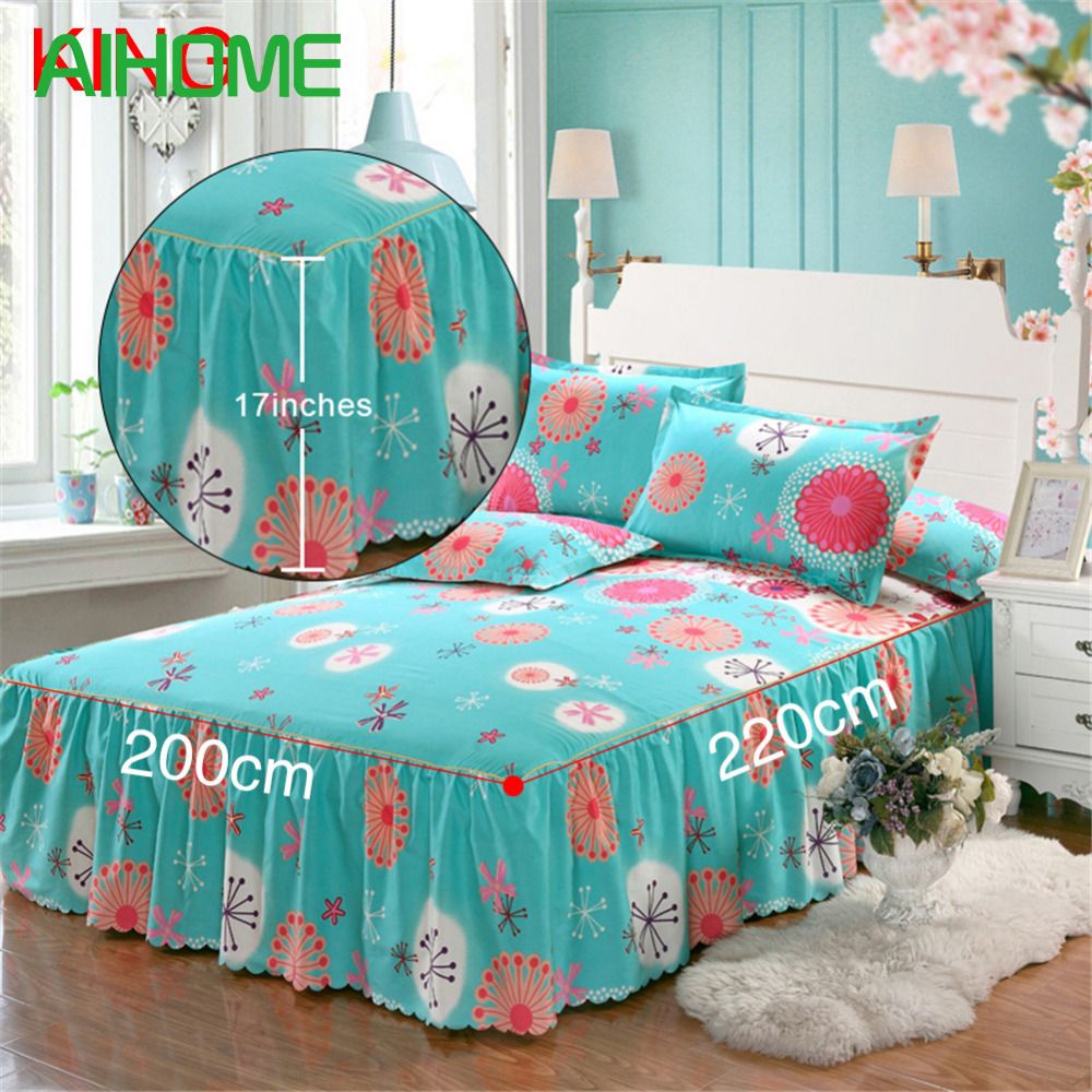 Romantic Bloom Pattern Bed Skirt Matte Non Slip Dust Ruffle Queen Romantic Bloom Pattern Bed Skirt Matte Non Slip Dust Ruffle Queen Size Bedspread Chandler 150 200cm 12 Inch Drop Bedskirt Yellow From