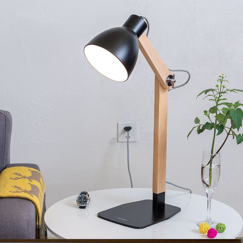 Nordic Wood Table Lamp With E27 Dimmer Switch Fabric Lampshade Lamparas De Mesa Desk Light Deco Luminaria For Living Room