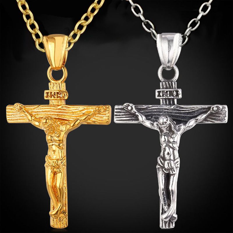 Wholesale Pretty Cross Pendant Necklace Gold/Black Gun