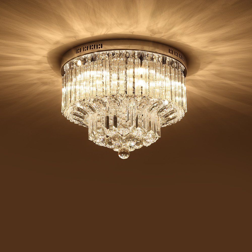 Modern K9 Crystal Chandelier Lighting Flush Mount Led Ceiling Light Modern K9 Crystal Chandelier Lighting Flush Mount Led Ceiling Light Fixture Pendant Lamp For Dining Room Bathroom Bedroom Livingroom Living