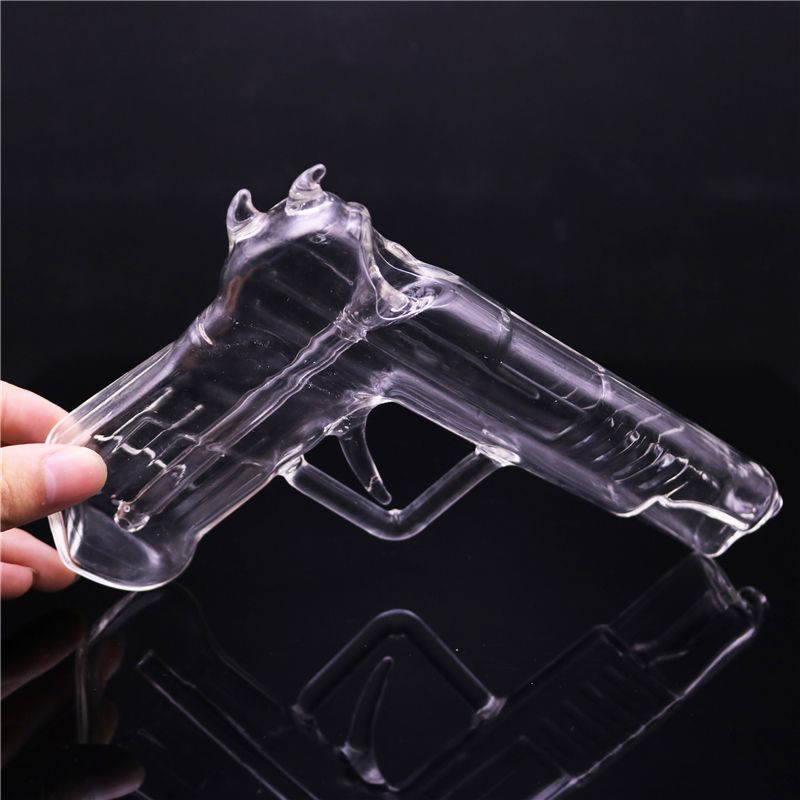 2021 Newest Gun Shaped Glass Water Pipes Portable Clear Glass Hand Pipe