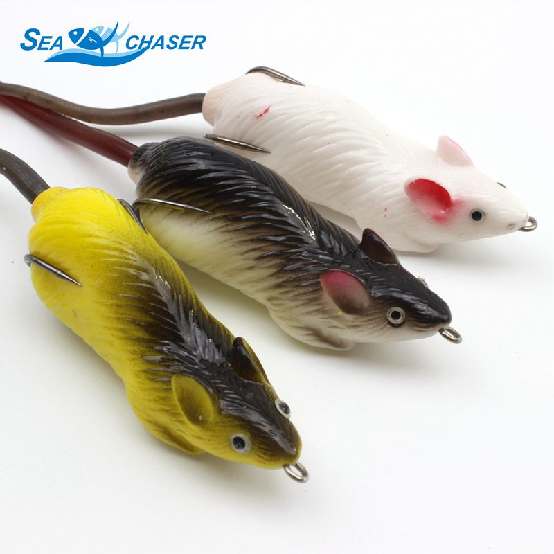 5 Pack Soft Mouse Fishing Lures Rubber Mice Baits Top Water Rats Tackle Set