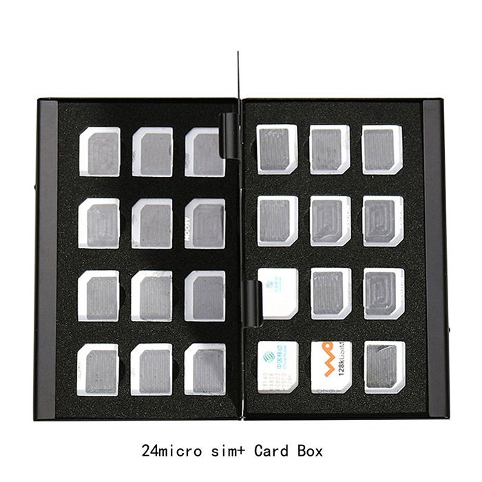 24 Micro Sim Card Holders + 2 Phone General Needles Metal Aluminum