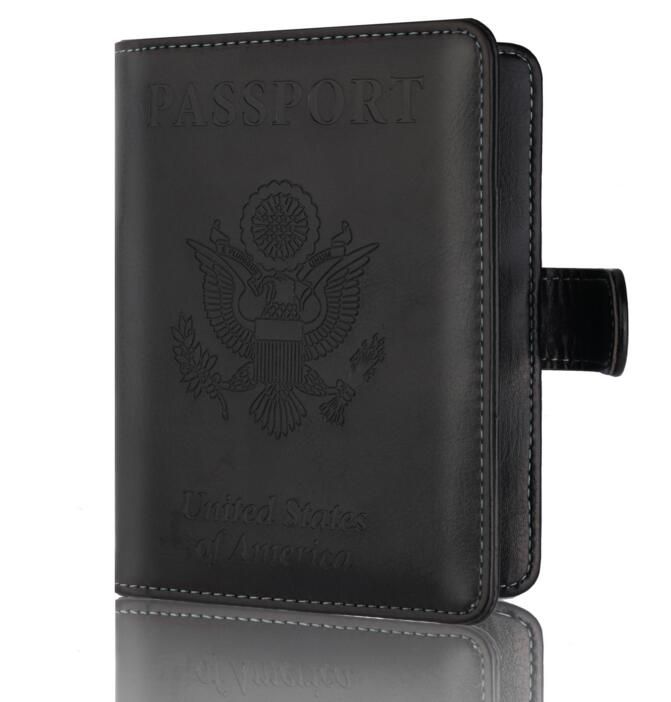 Purple Leopard Print Decor Leather Passport Holder Cover Case Blocking Travel Wallet