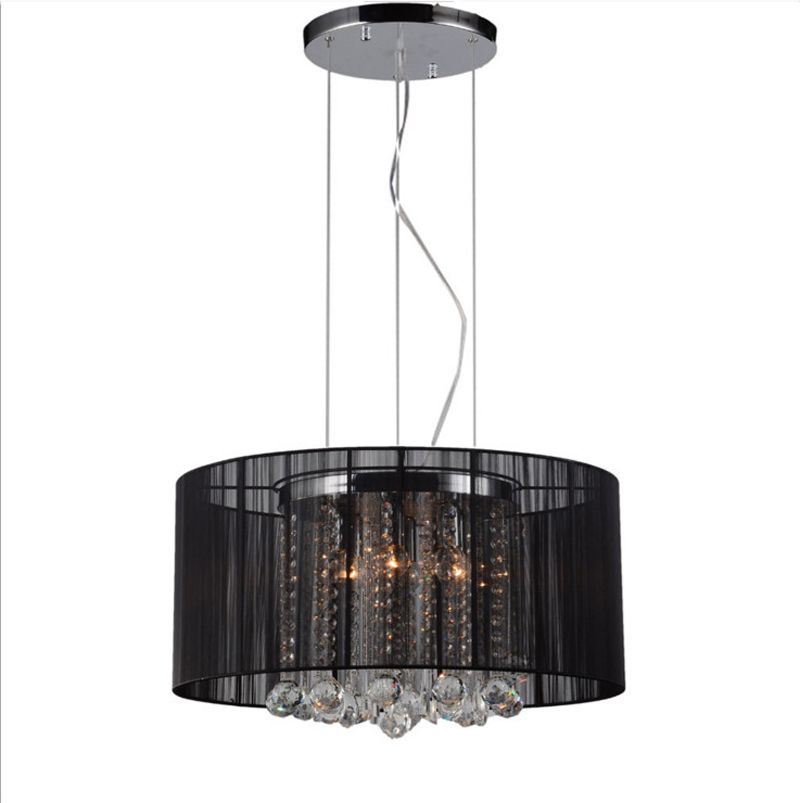 Modern Romantic White Silver Black Fabric Shade Pendant Lights K9 Modern Romantic White Silver Black Fabric Shade Pendant Lights K9 Crystal Chandelier Lamparas Colgantes Luminarias For Dinning Bedroom Globe