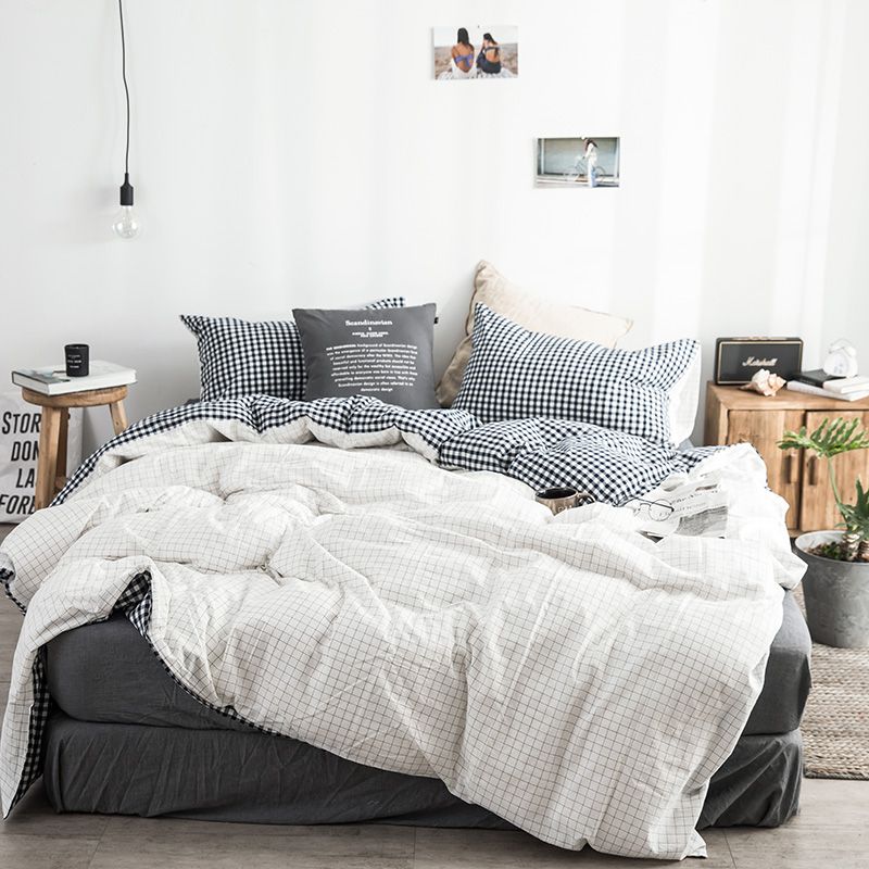 White And Black Plaid Bedding Set Cover Duvet Queen Luxury Tencel Duvet Set Best Purple Rings Sets