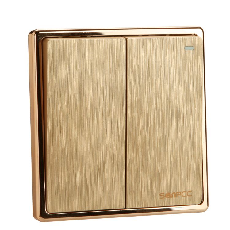 2020 2 Gang 1 Way / 2 Way Gold Color Wall Switch And 16A Light Switch