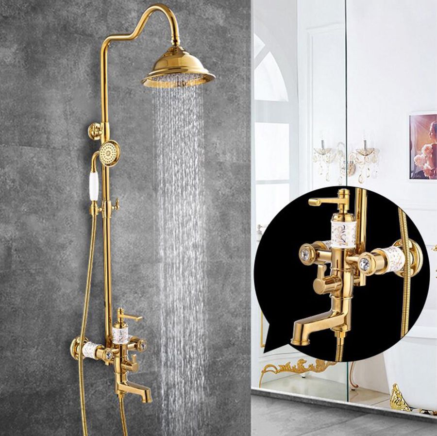 2019 New Bathroom Rain Shower Set Gold Wall Mounted Bath Shower High