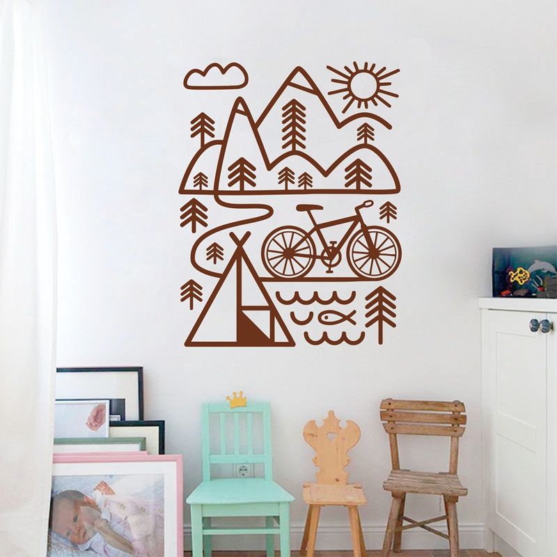 cycling mountain bike wall decal outdoors art vinyl wall sticker