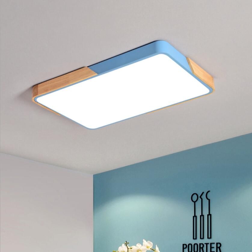 Nueva Iluminación De Para Madera El Estilo 220 Sala Montado Lámpara Nórdico Rectángulo Led Luces Estar Cocina Techo En V Fixtur qSMUVzp