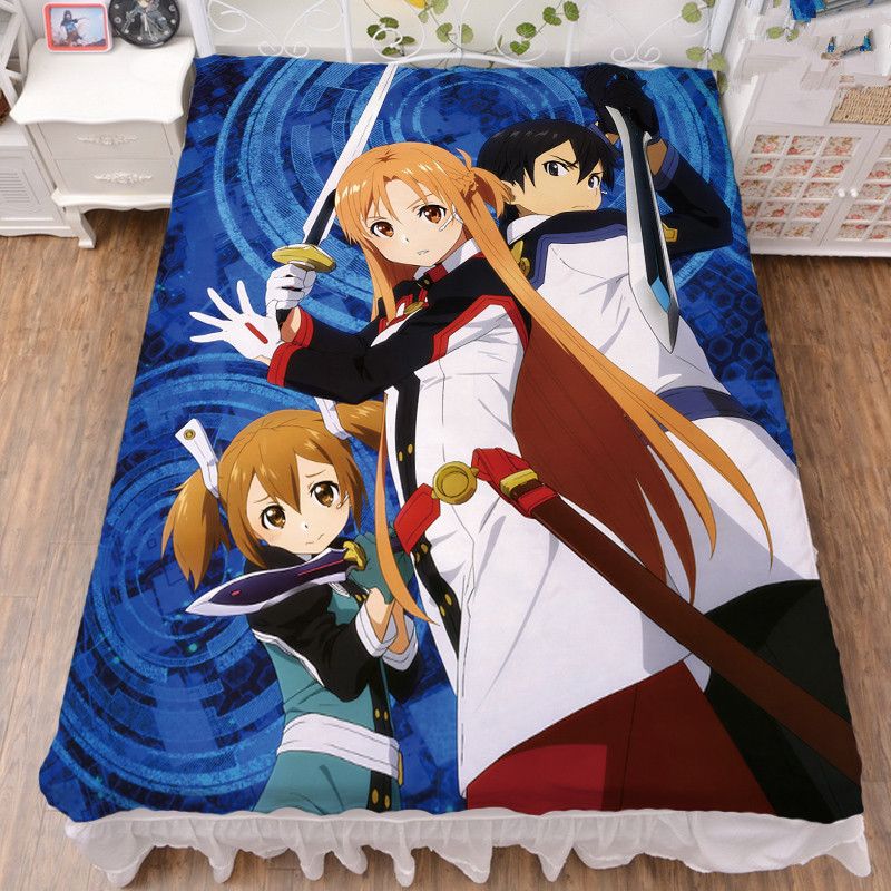 2019 Japanese Anime Sword Art Asuna Sao Bed Sheets 2019 Japanese Anime Sword Art Asuna Sao Bed Sheets Throw Blanket Bedding Coverlet Cosplay Flat Sheet For Children Gifts From Icelly