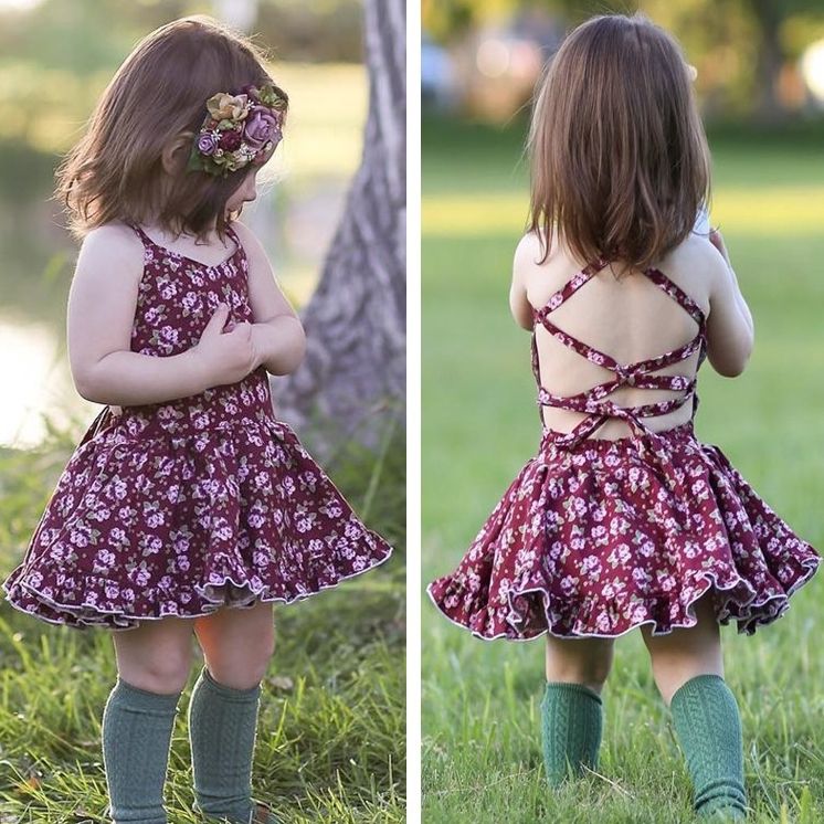 2018 Ins Summer Baby Girls Dresses Fashion Floral Flower Sexy