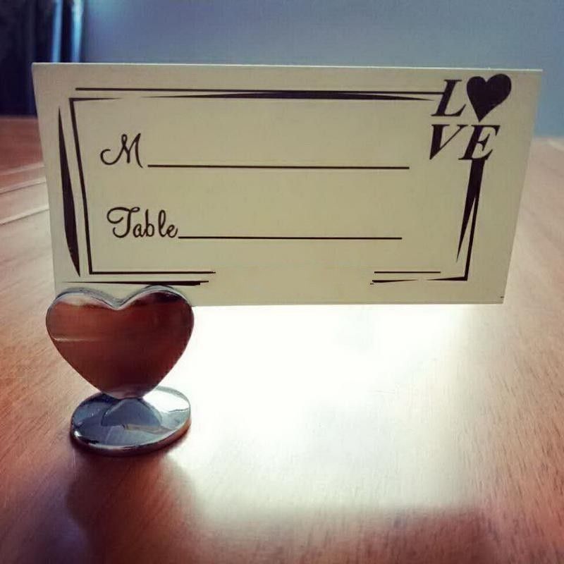 Metal Heart Shape Chrome Place Card Holders Wedding Table Decoration