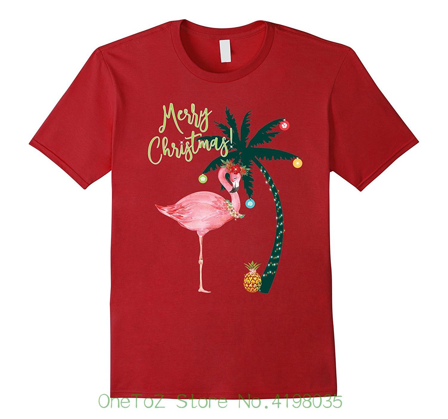 Tropical Merry Christmas Flamingo Tshirt Family Vacation Tee Men Summer Short Sleeves T Shirt Trendy Mens T Shirts T Shirt Best From etozstore