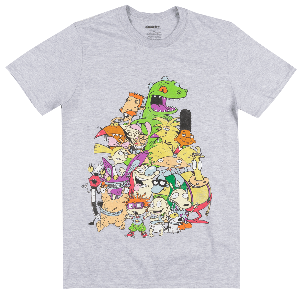 NICKELODEON CARTOON CHARACTERS T SHIRT HEATHER GREY TV SHOW TEE MENS ...