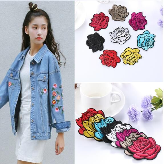 rose patch denim jacket