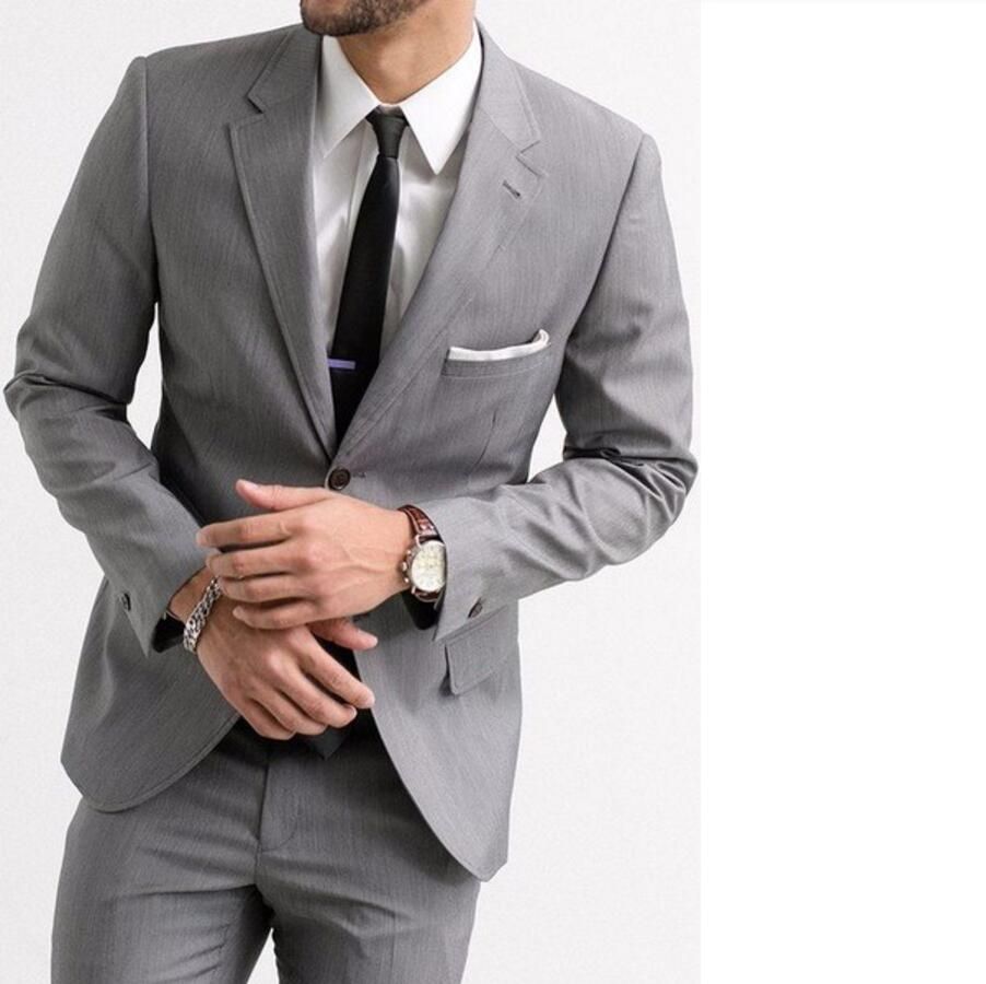 2019 Latest Coat Pant Designs Grey Men Suit Jacket Wedding Suits For