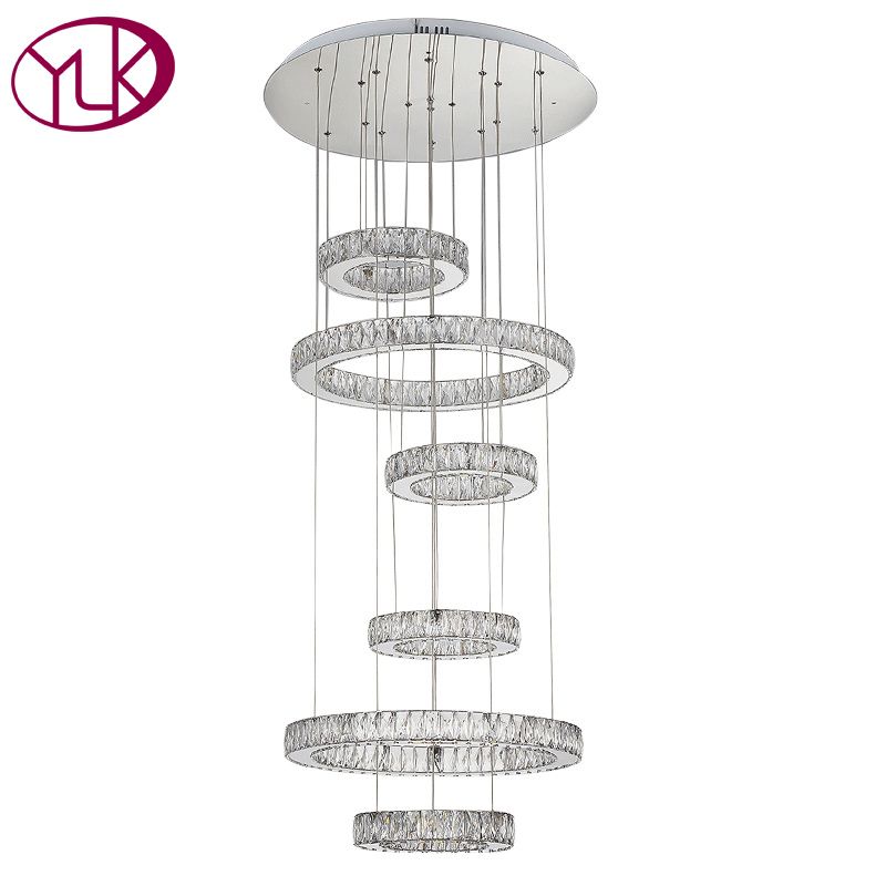 New Modern Led Crystal Chandelier For Living Room 6 Rings Hanging New Modern Led Crystal Chandelier For Living Room 6 Rings Hanging Lights Luxury Staircase Res De Cristal Table Lamp Iron