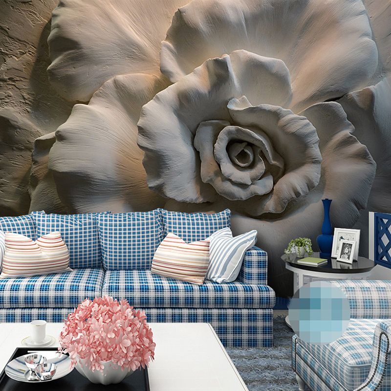 Papel tapiz mural personalizado pintura de pared relieve 3D papel tapiz de flores rosas para sala de estar sofá TV fondo pared mural decoración para el hogar 3D