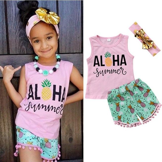 Acquistare Abbigliamento Estivo Bambina E Bambine Vestitino Ananas +  Pantaloncini + Fascia Capelli Set Da 3 Pezzi Vestiti Da Bambino Nappa  Ragazze Costume Da Spiaggia Da Spiaggia Hawaii Economico | Consegna Veloce