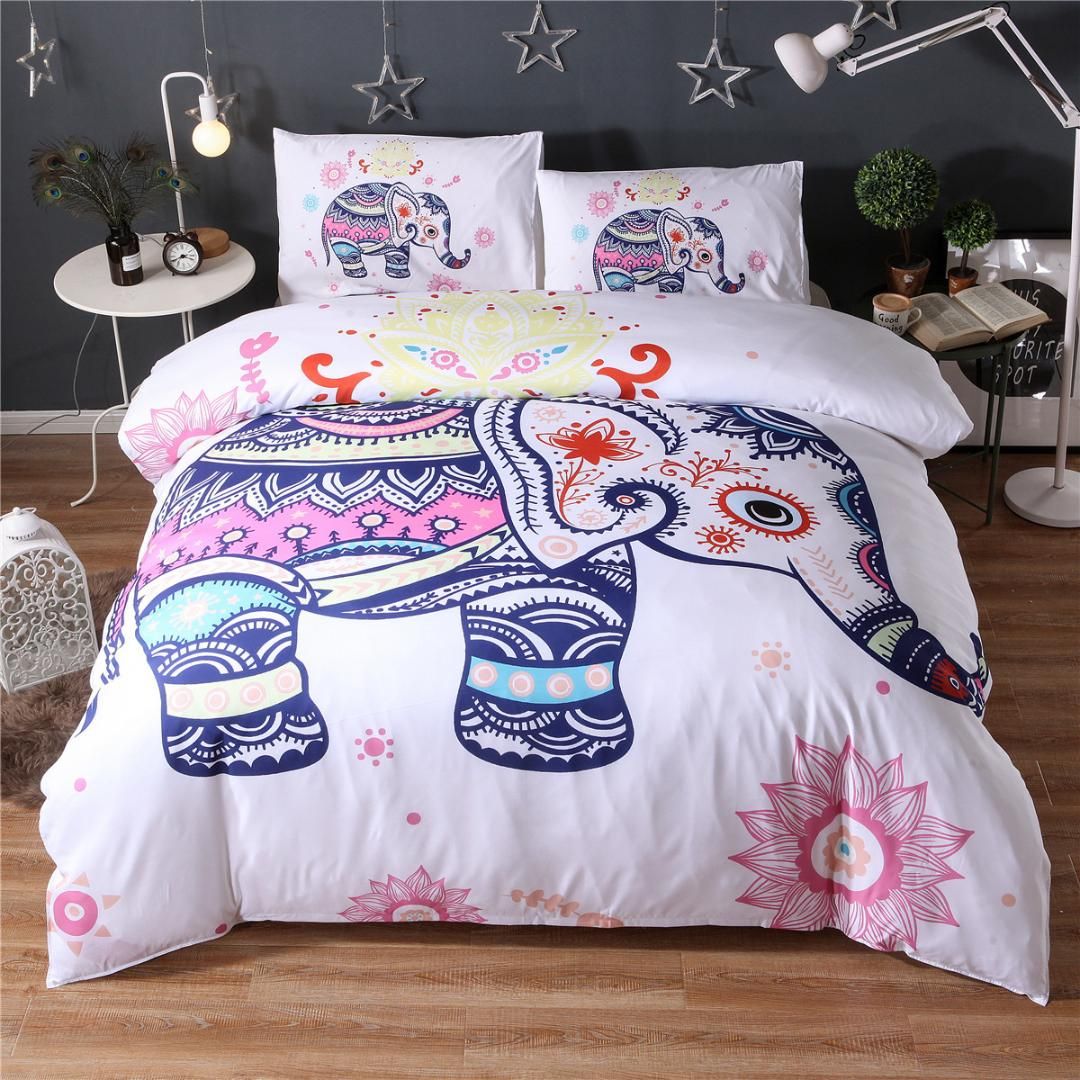 Rainbow Mandala Elephant Duvet Cover Set Bohemian Indian Pastel Rainbow Mandala Elephant Duvet Cover Set Bohemian Indian Pastel Fl Bed Hippie Gypsy Bedding Queen King Size White Yellow Teen Girl