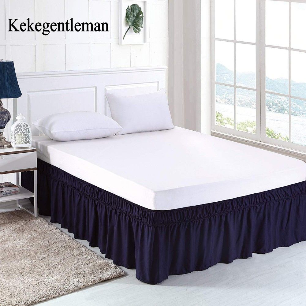 Navy Blue Bed Skirt Brushed Cloth Covers Without Surface King Navy Blue Bed Skirt Brushed Cloth Covers Without Surface King Queen Size Elastic Band Skirts 38cm Height Bedspread Extra Long Bedskirt Dust