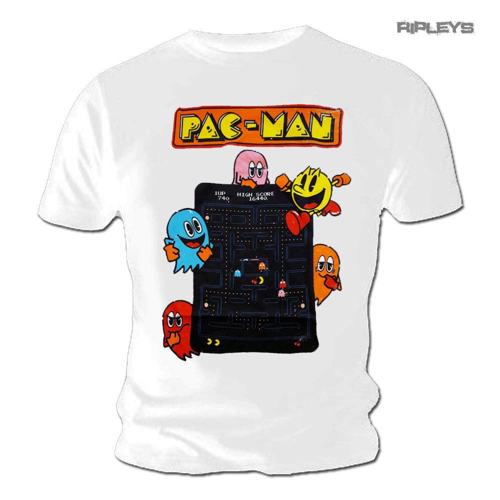 Official T Shirt PAC MAN Pacman White Retro Classic Arcade Game Crazy T Shirts For Men Cheap T