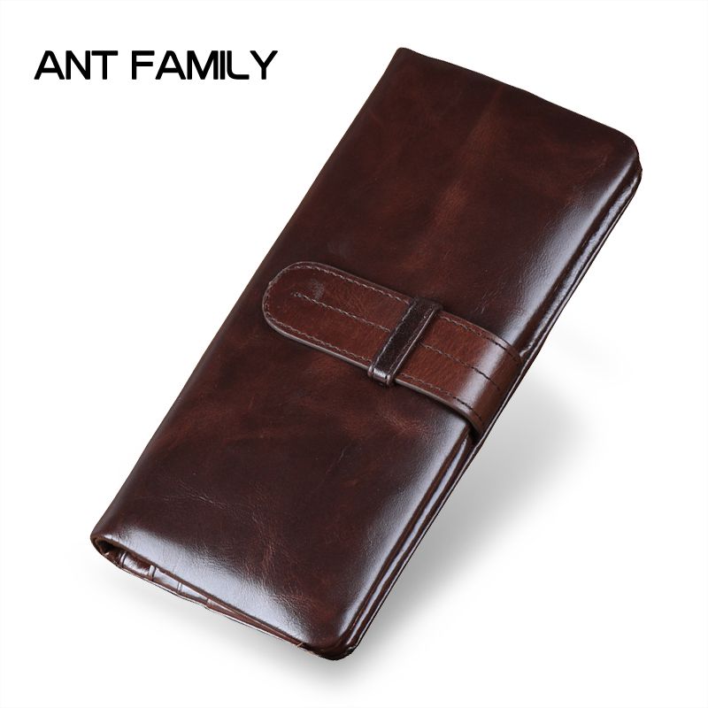 Genuine Leather Men Wallets Retro Long Wallet Mens Designer Wallets Oil