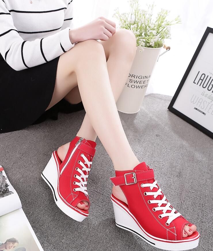 Acquista Nuove Zeppe Estive Scarpe Di Tela Sandali Con Plateau Donna Scarpe  Open Toe Traspiranti Donna Scarpe Casual Sandali Con Zeppa A 99,31 € Dal  Hangmenglan3909 | DHgate.Com