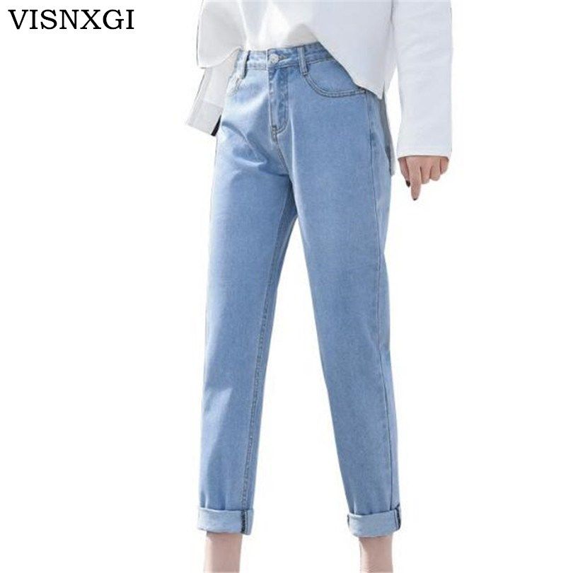 Taille Femmes Crayon Jeans 2018 Complet Pantalon Cowboy Haute Loose Visnxgi Plus Vintage New Slim htQrsd