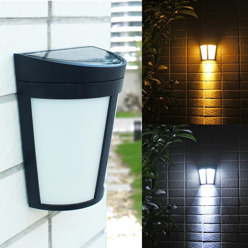 Outdoor Energy Saving Solar Light Garden Courtyard Waterproof Fence Wall Lamp Decor White Warm